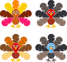 vector cartoon turkey birds for thanksgiving day
