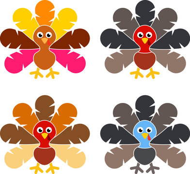 vector cartoon turkey birds for thanksgiving day