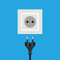 vector electrical plug inserted in electric socket