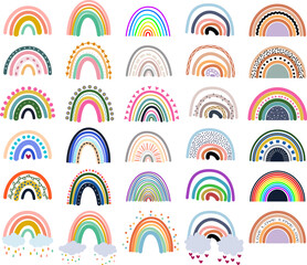 vector set of childish boho rainbows