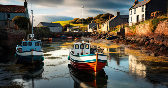 Maritime Idyll: Fishing Village on the Island of Britain