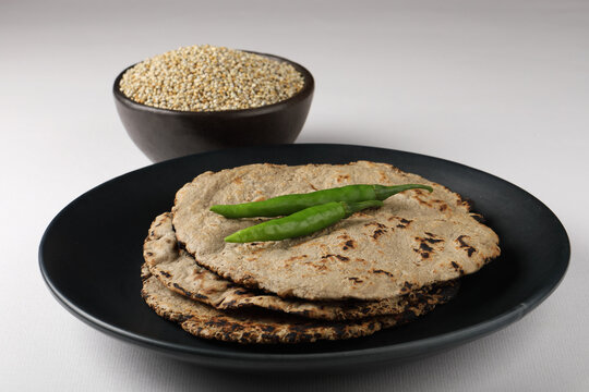 Bajra  with bajra roti, staple food in parts of India