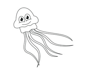 Jellyfish. Wildlife outline illustration