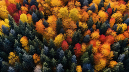 Stunning Aerial Photo of Colorful Autumn Forest - Great for Nature-themed Websites