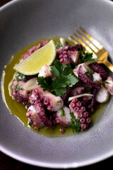 Sicilian octopus salad with parsley 