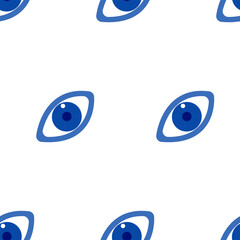 Blue evil eye. Diagonal seamless pattern