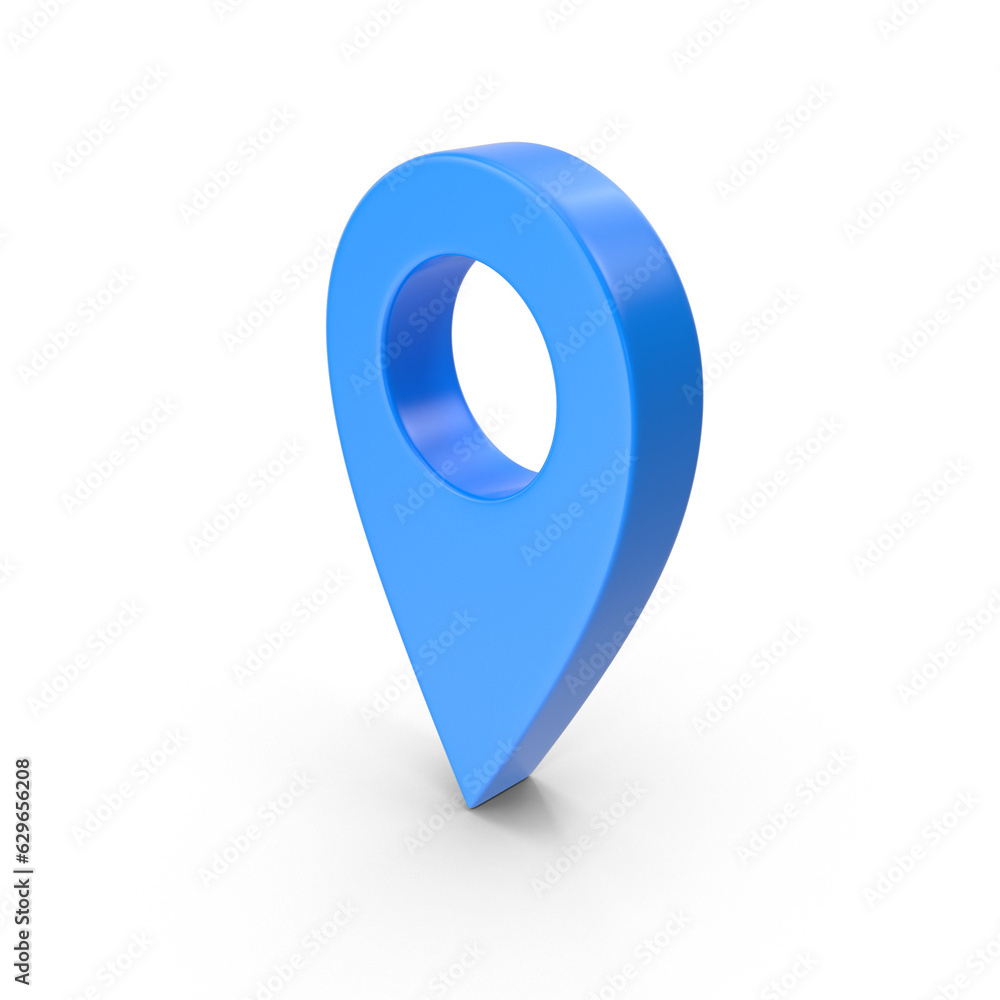 Poster blue locator mark of map and location pin or navigation icon sign on white background with search co