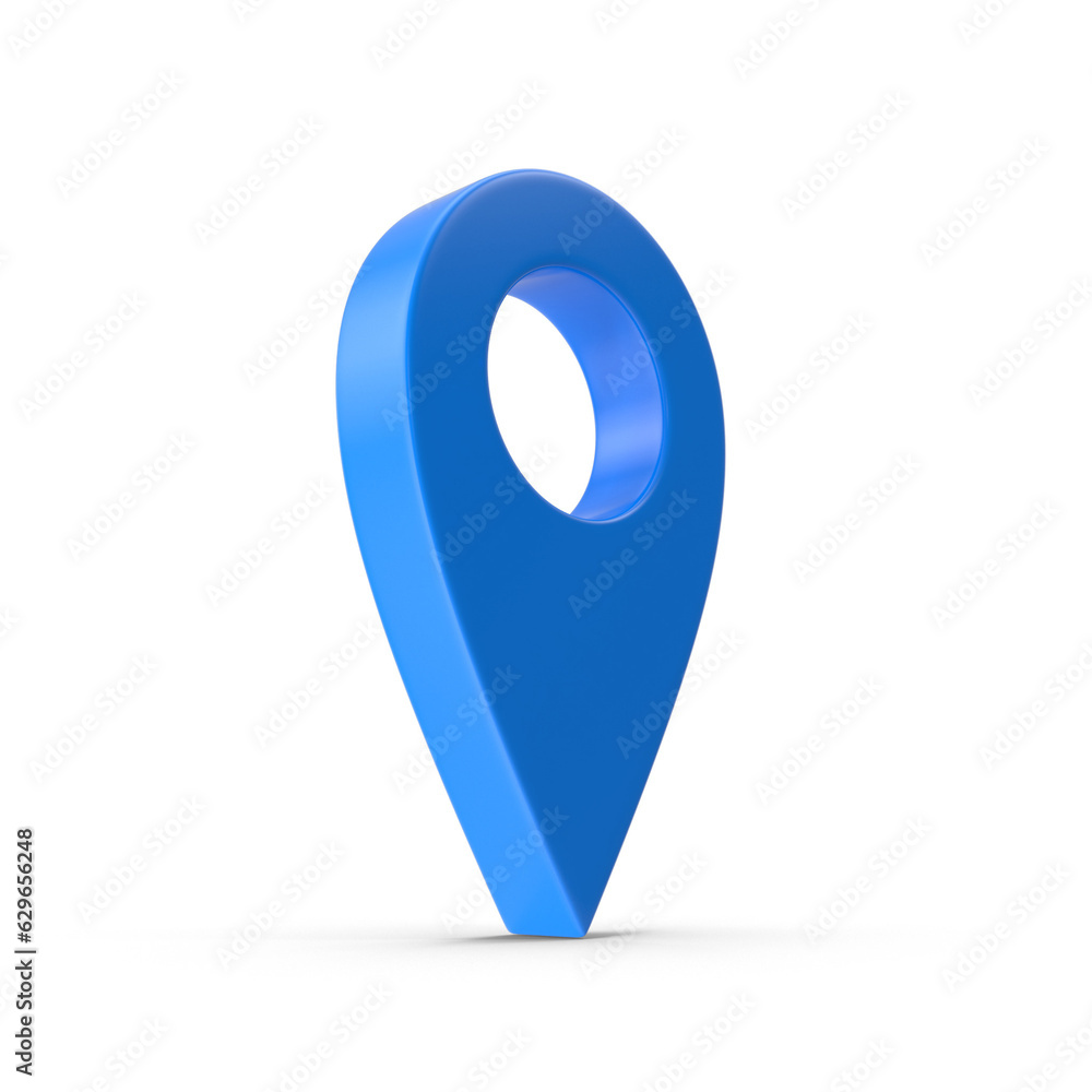 Poster blue locator mark of map and location pin or navigation icon sign on white background with search co