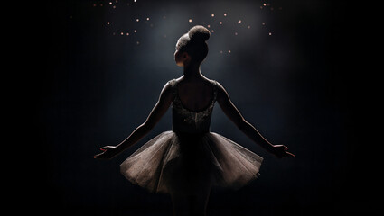 girl dreaming of becoming a ballerina. Generative AI