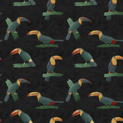 digital seamless pattern with drawings of toucans © FranciscoJavier