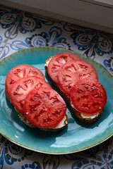 Bruschetta with cream cheese tomato and balsamic cream