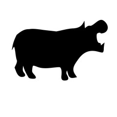 Vector hippo silhouette view side for retro .