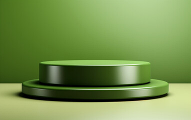 Green podium with screen