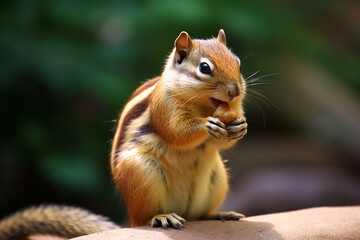 Naklejka na ściany i meble Adorable Chipmunk Stuffing Food into Mouth - Created with Generative AI Tools