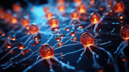 Illuminated Enigma: Close-Up of a Glowing Virus. Generative AI