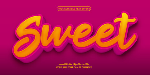 Sweet 3d editable premium vector text effect
