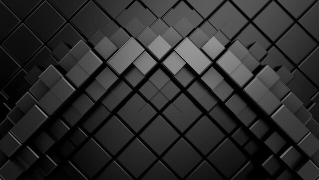Cubes Form a Wave. Abstract motion, two color, 3d rendering, 4k resolution
