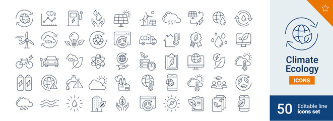 Fototapeta na wymiar Climate icons Pixel perfect. recycle, bio, water, ....