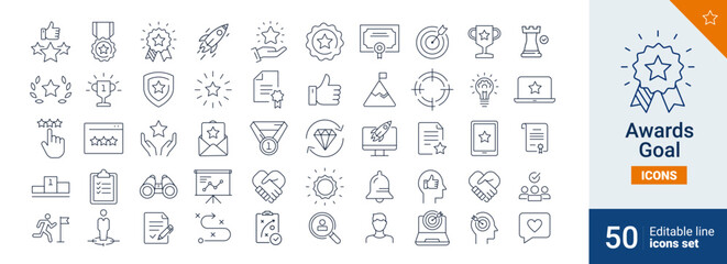 Awards icons Pixel perfect. Trophy, certificate, quality, .... - obrazy, fototapety, plakaty