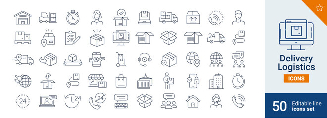 Selivery icons Pixel perfect. logistics, package,	

