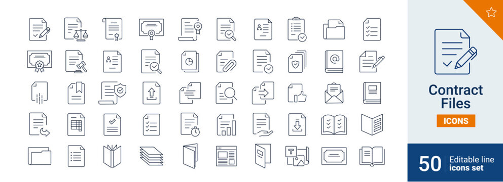 Contract movie icons Pixel perfect. law, certificate, files, form,...	
