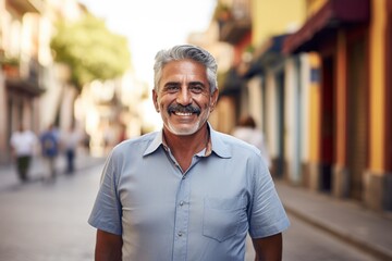 Fototapeta premium smiling hispanic senior man posing smiling