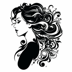 woman  lady hair face beauty illustration logo best tor your design t-shirt tattoo
