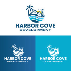 Fototapeta na wymiar Harbor cove logo design for your company branding and grow your business