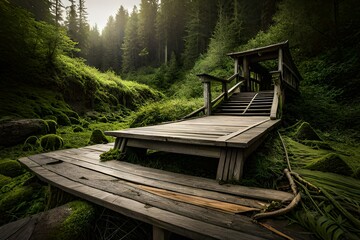 wooden bridge in the forest