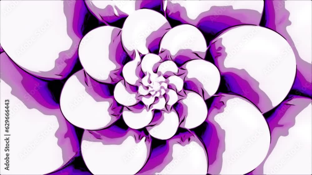 Poster rotating 3d spiral with stones. design. rotating 3d spiral with floral shape. dizzying spiral rotate
