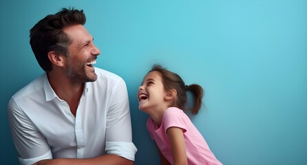 Happy Father and daughter Smiling and  laughing created with Generative AI technology