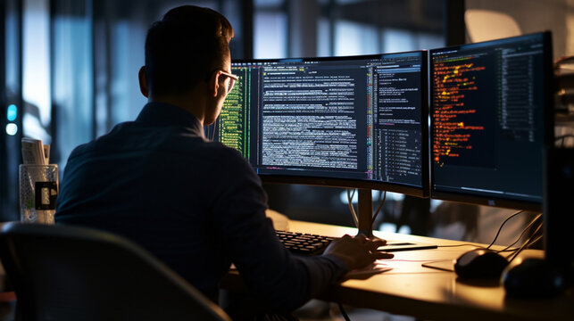 Focused Programmer Crafting Code for a Project