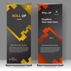 Business Roll up banner luxury vertical template design, for brochure, business, flyer, infographics. modern x-banner and flag-banner advertising. vector illustration