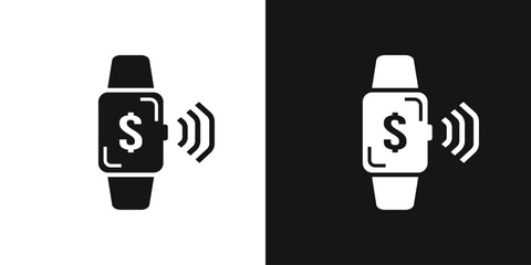 Wifi Smart Watch vector icon. NFC payment, smartwatch payment