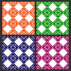 Set of seamless color patterns. Modern casual colors.
