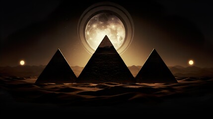 pyramids at night - obrazy, fototapety, plakaty