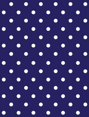 OLGA (1979) “polka dots” textile seamless pattern • Late 1970’s fashion style, fabric print (white dots on dark blue background).