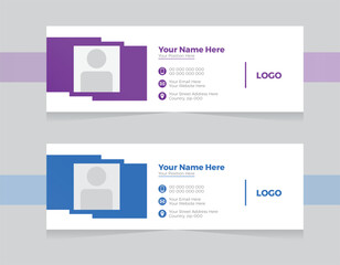 Naklejka premium Creative attractive Email signature design Template layout . 600*200 pixels standard size vector illustration. 2 colors variation unique email set. professional email signature design layout idea