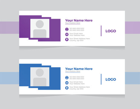 Creative attractive Email signature design Template layout . 600*200 pixels standard size vector illustration. 2 colors variation unique email set. professional email signature design layout idea