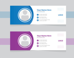 Creative attractive Email signature design Template layout . 600*200 pixels standard size vector illustration. 2 colors variation unique email set. professional email signature design layout idea