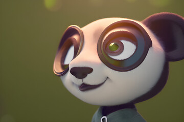 Panda character wearing glasses. Generative AI