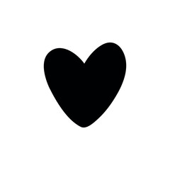 Black vector heart icon isolated on white background