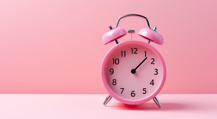 alarm clock on pink background