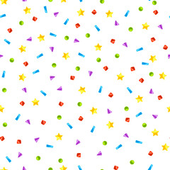 Color confetti pattern. Happy Birthday and party illustration.