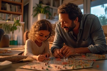Fototapeta premium parent and child playing with toys