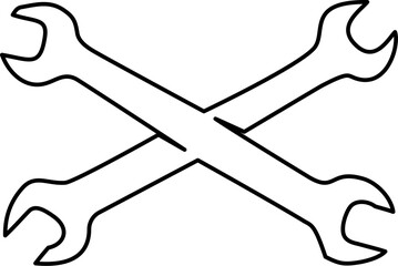 Ironworker spud wrenches. Continuous one line drawing