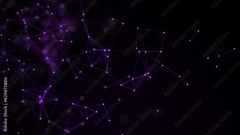 Poster futuristic pink network connection on the gradient background. abstract pattern with points and line