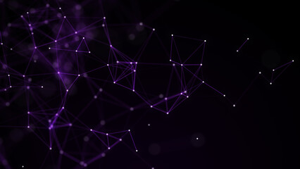 Futuristic pink network connection on the gradient background. Abstract pattern with points and lines. Digital modern backdrop. Big data visualization. 3D rendering.