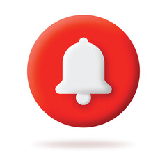 3d notification bell button with shadow and light. Realistic notification message icon vector design.