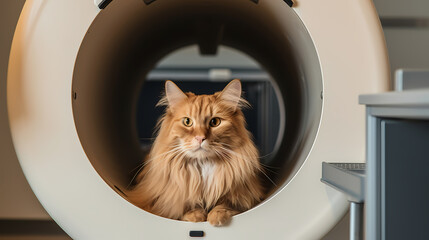 Magnetic resonance imaging MTI for cat animal, vet clinic. Generation AI - obrazy, fototapety, plakaty